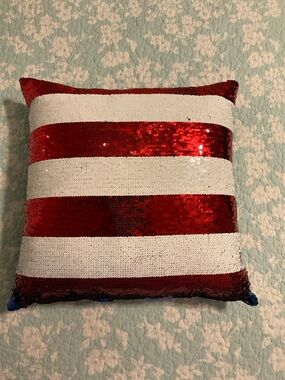 Sparkling Red, White & Blue Sequin Pillow